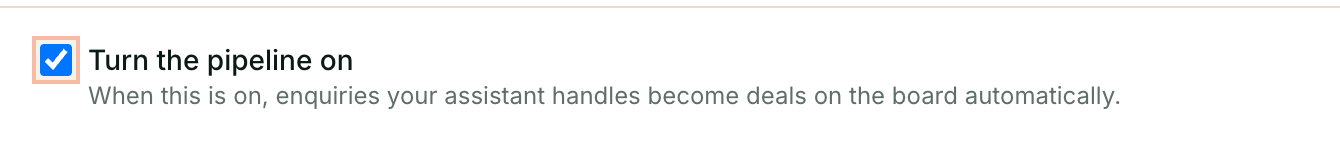 The 'Turn the pipeline on' checkbox with its explanatory line.